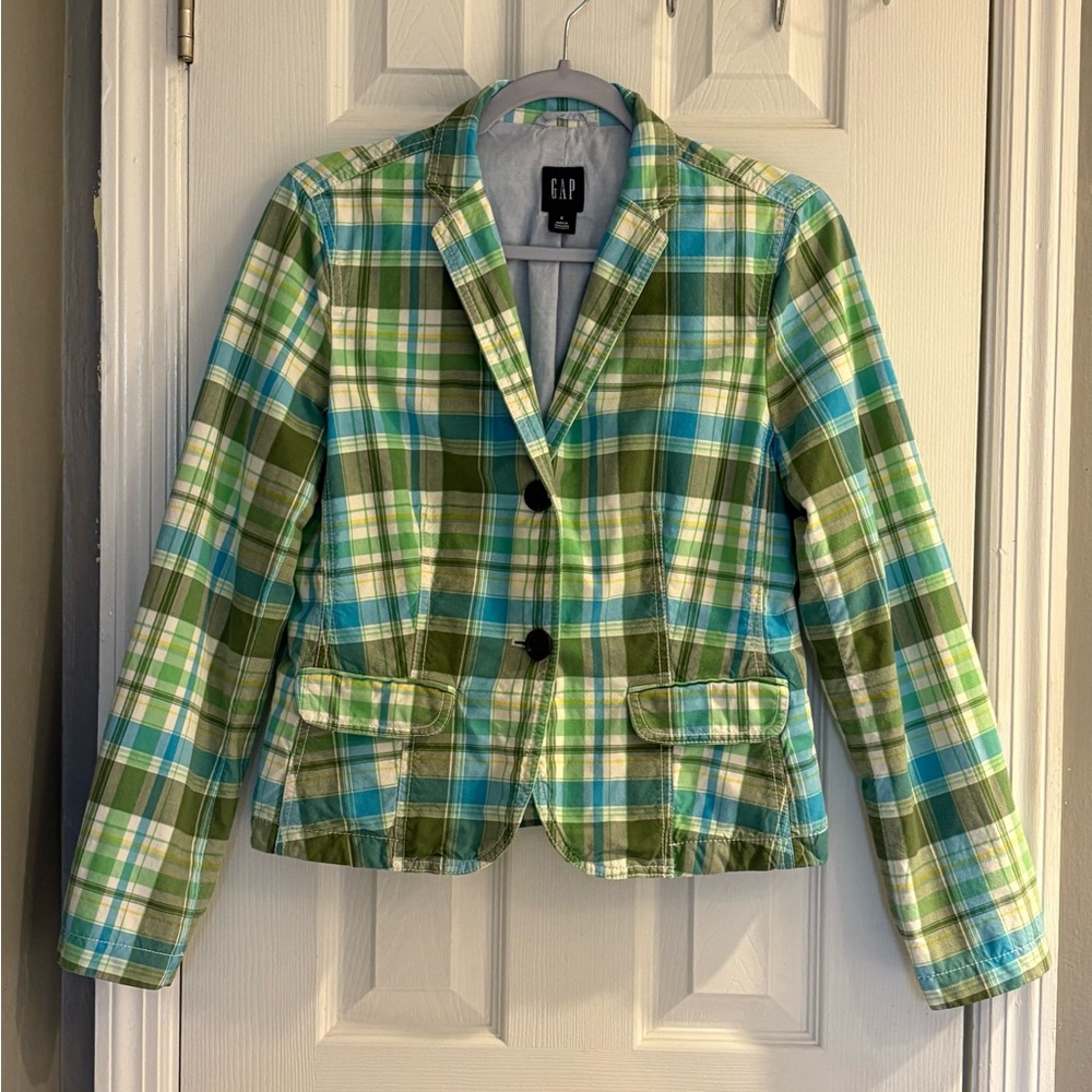 Vintage Gap 2006 Y2K Bright Plaid Blazer Size 6.